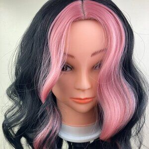 Black PINK Wavy Middle Part Wigs